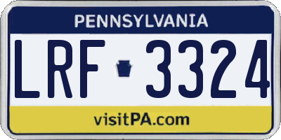PA license plate LRF3324