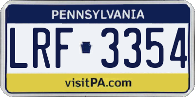 PA license plate LRF3354