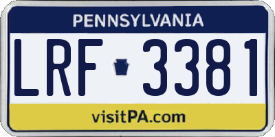 PA license plate LRF3381