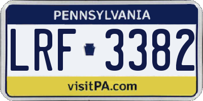 PA license plate LRF3382