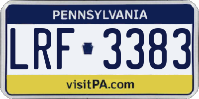 PA license plate LRF3383