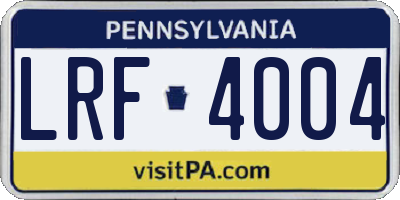 PA license plate LRF4004