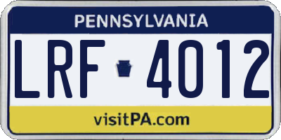 PA license plate LRF4012