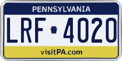PA license plate LRF4020