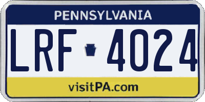 PA license plate LRF4024