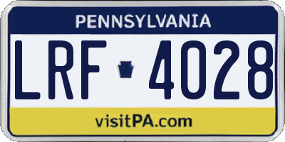 PA license plate LRF4028