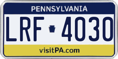 PA license plate LRF4030