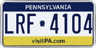 PA license plate LRF4104