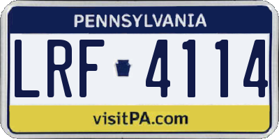 PA license plate LRF4114
