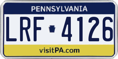 PA license plate LRF4126