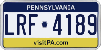 PA license plate LRF4189