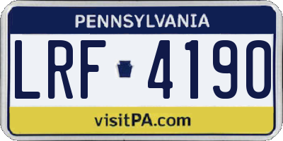 PA license plate LRF4190