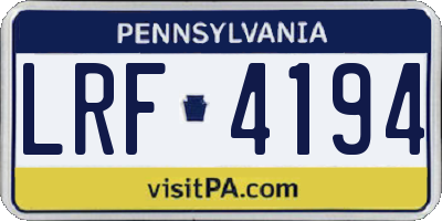 PA license plate LRF4194