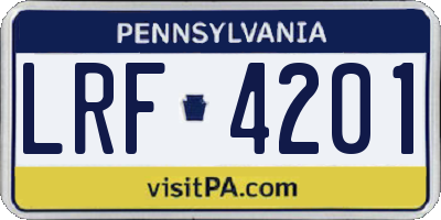 PA license plate LRF4201