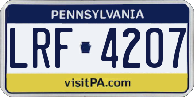 PA license plate LRF4207