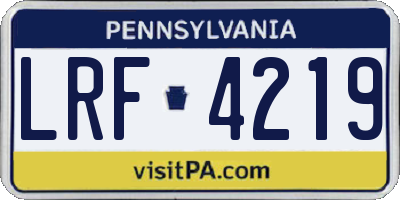 PA license plate LRF4219