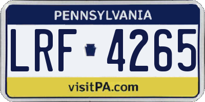 PA license plate LRF4265