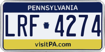 PA license plate LRF4274