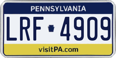 PA license plate LRF4909