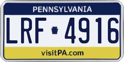 PA license plate LRF4916