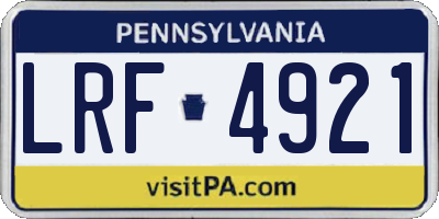 PA license plate LRF4921