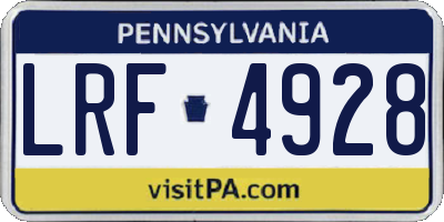 PA license plate LRF4928
