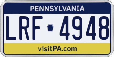 PA license plate LRF4948