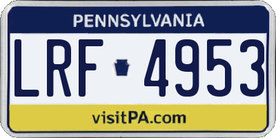 PA license plate LRF4953