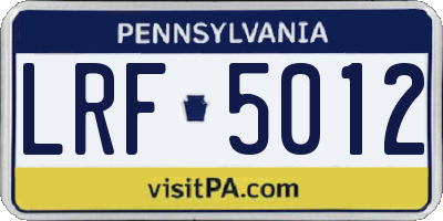 PA license plate LRF5012