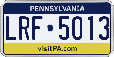 PA license plate LRF5013