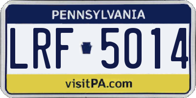 PA license plate LRF5014