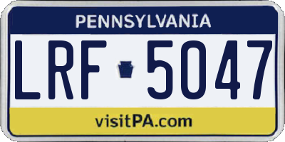 PA license plate LRF5047