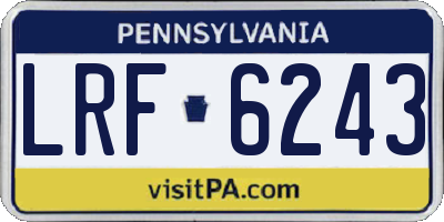 PA license plate LRF6243