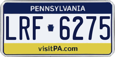 PA license plate LRF6275