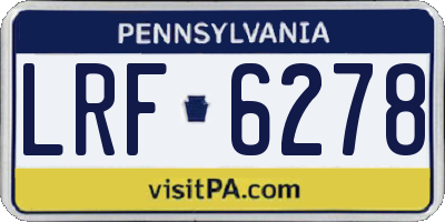 PA license plate LRF6278