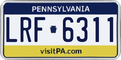 PA license plate LRF6311
