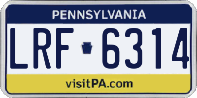 PA license plate LRF6314