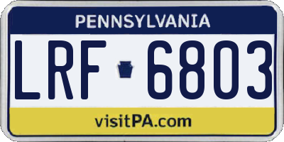 PA license plate LRF6803