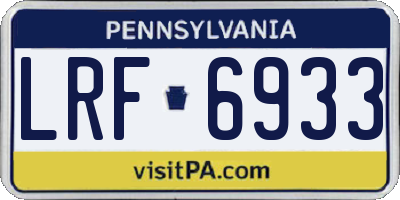 PA license plate LRF6933