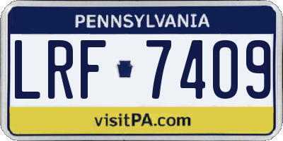 PA license plate LRF7409