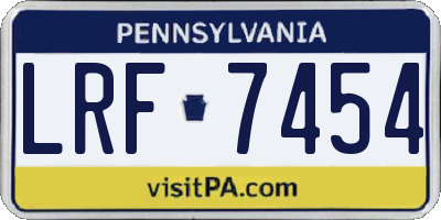 PA license plate LRF7454