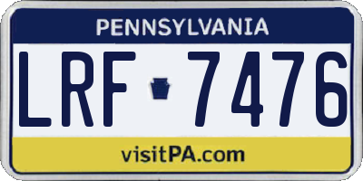 PA license plate LRF7476