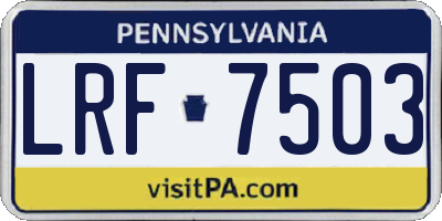 PA license plate LRF7503