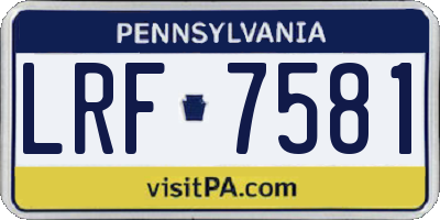 PA license plate LRF7581