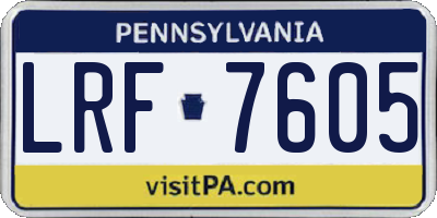 PA license plate LRF7605
