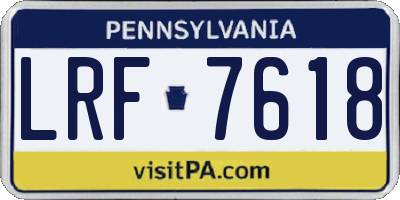 PA license plate LRF7618