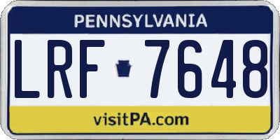 PA license plate LRF7648