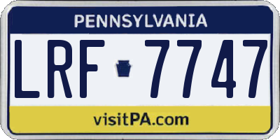 PA license plate LRF7747
