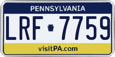 PA license plate LRF7759