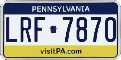 PA license plate LRF7870